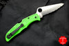 Spyderco Pacific Salt 2 Green Handle Satin LC200N Flat Ground Lockback Knife C91FSGR2