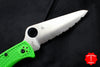 Spyderco Pacific Salt 2 Green Handle Satin LC200N Flat Ground Lockback Knife C91FSGR2
