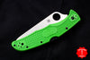 Spyderco Pacific Salt 2 Green Handle Satin LC200N Flat Ground Lockback Knife C91FSGR2