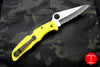 Spyderco Pacific Salt 2 Yellow Handle Part Serrated Satin H1 Hollow Ground Lockback Knife C91SYL2