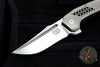 Tashi Bharucha Custom Flipper Knife- Recurve Satin Blade- Orange Peel Titanium Handles- Timascus Clip