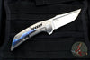 Tashi Bharucha Custom Flipper Knife- Recurve Satin Blade- Orange Peel Titanium Handles- Timascus Clip